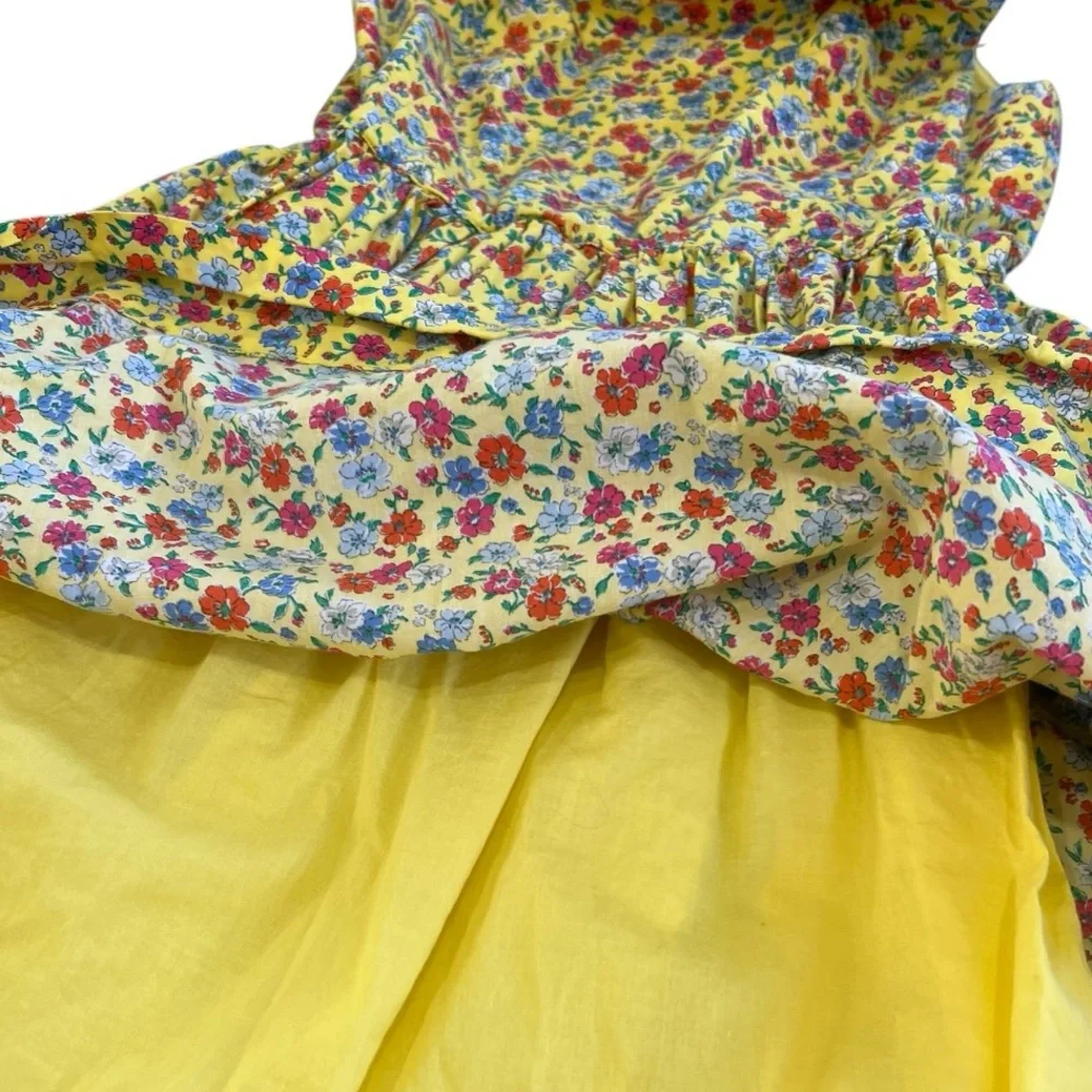 POLO RALPH LAUREN Girl's Floral Cotton Poplin Dress Yellow Girls Size 8 - Picture 8 of 11